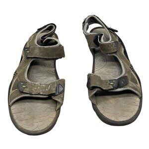 Trail sandals uk 12 hiking outdoor adventure open toe green brown READ